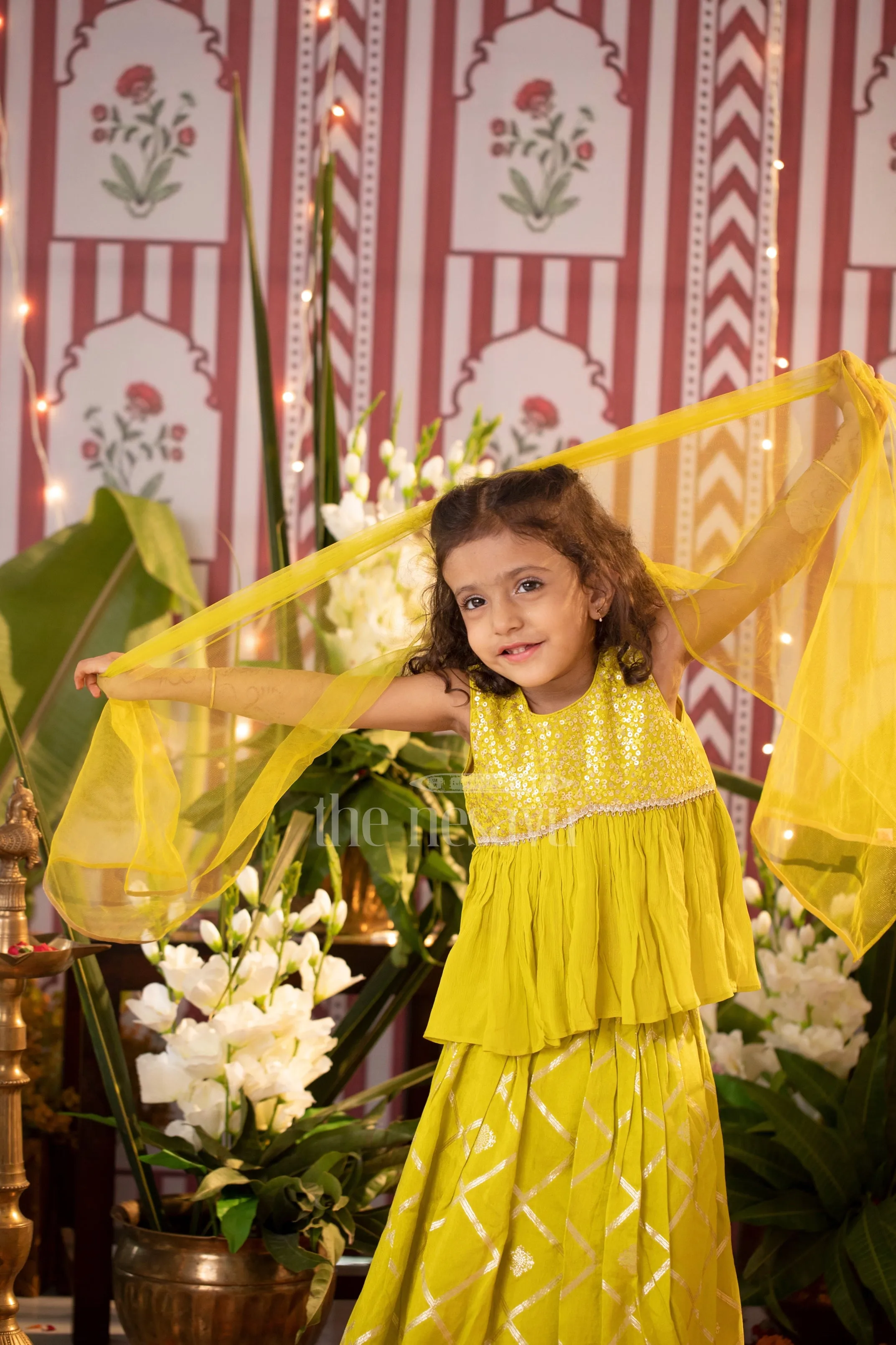 Green Western Party Gown for Girls with Sequin Detailing