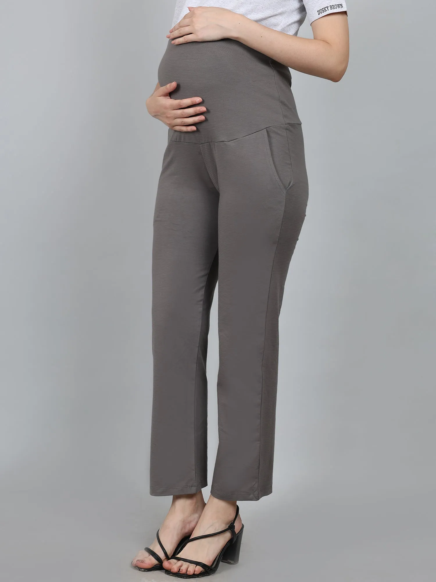 Grey Supima Cotton Maternity Pants