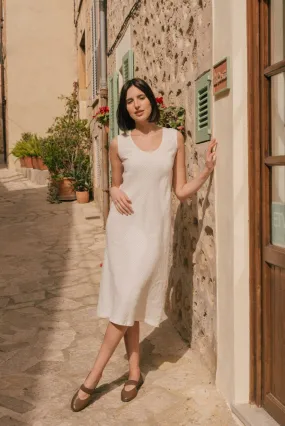 Ines slip midi linen dress in Rosy Brown