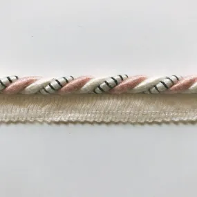 Ivory and Millenial Pink High Quality Decorative Lip Cord Trim by the yard
