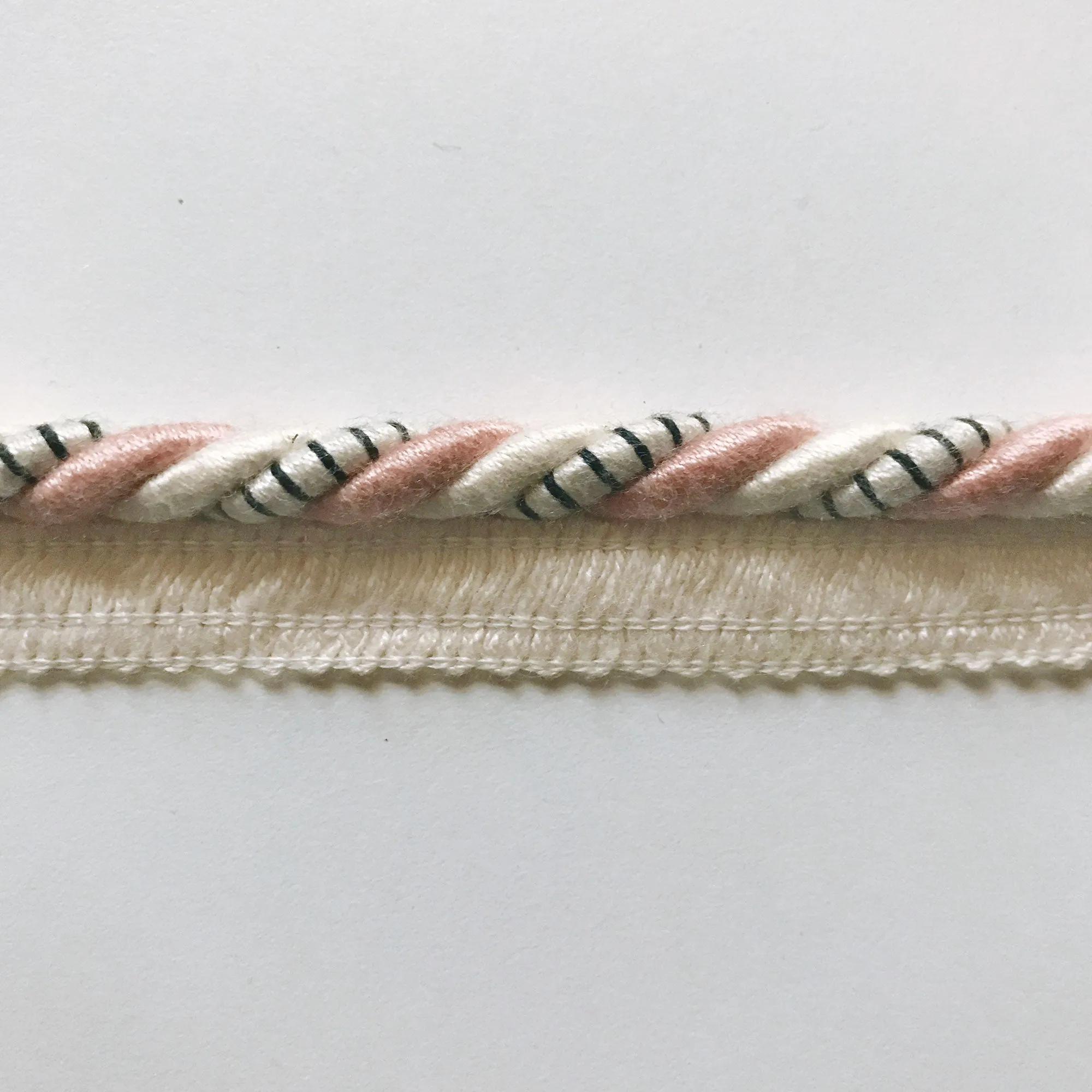 Ivory and Millenial Pink High Quality Decorative Lip Cord Trim by the yard