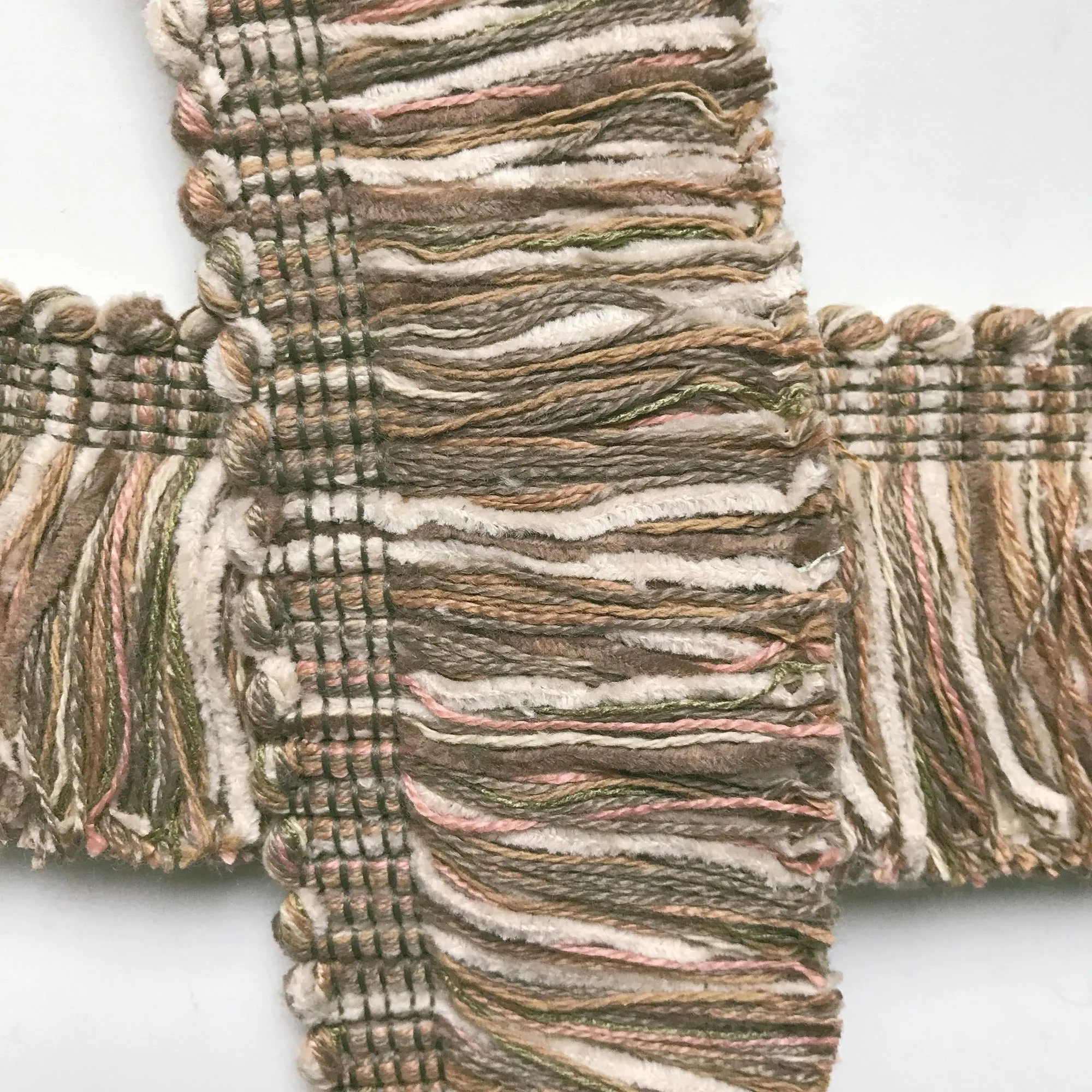 Ivory and Salmon High Quality Decorative Brush Fringe Trim by the yard