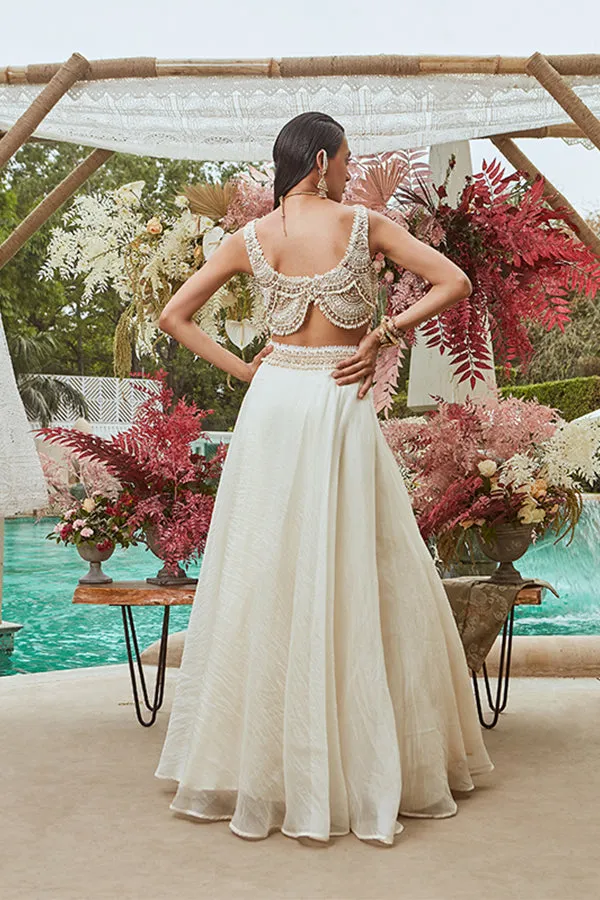 IVORY PEARL EMBROIDERED SKIRT SET
