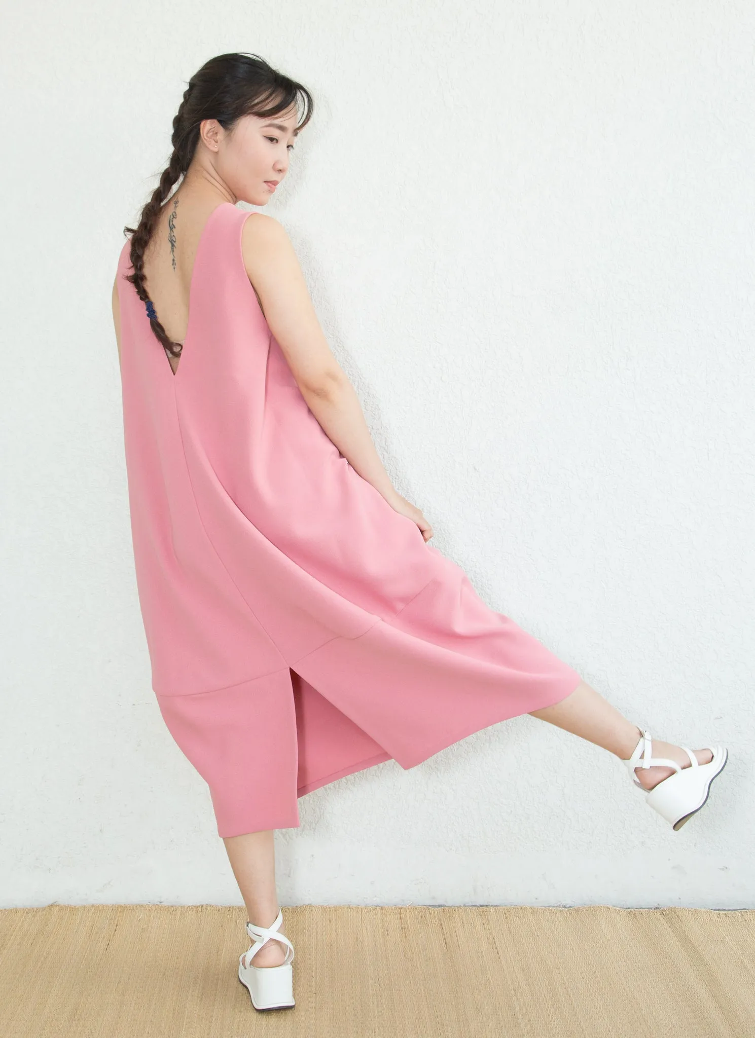 Jar Sleeveless Back V Panel Dress - Sunset Pink