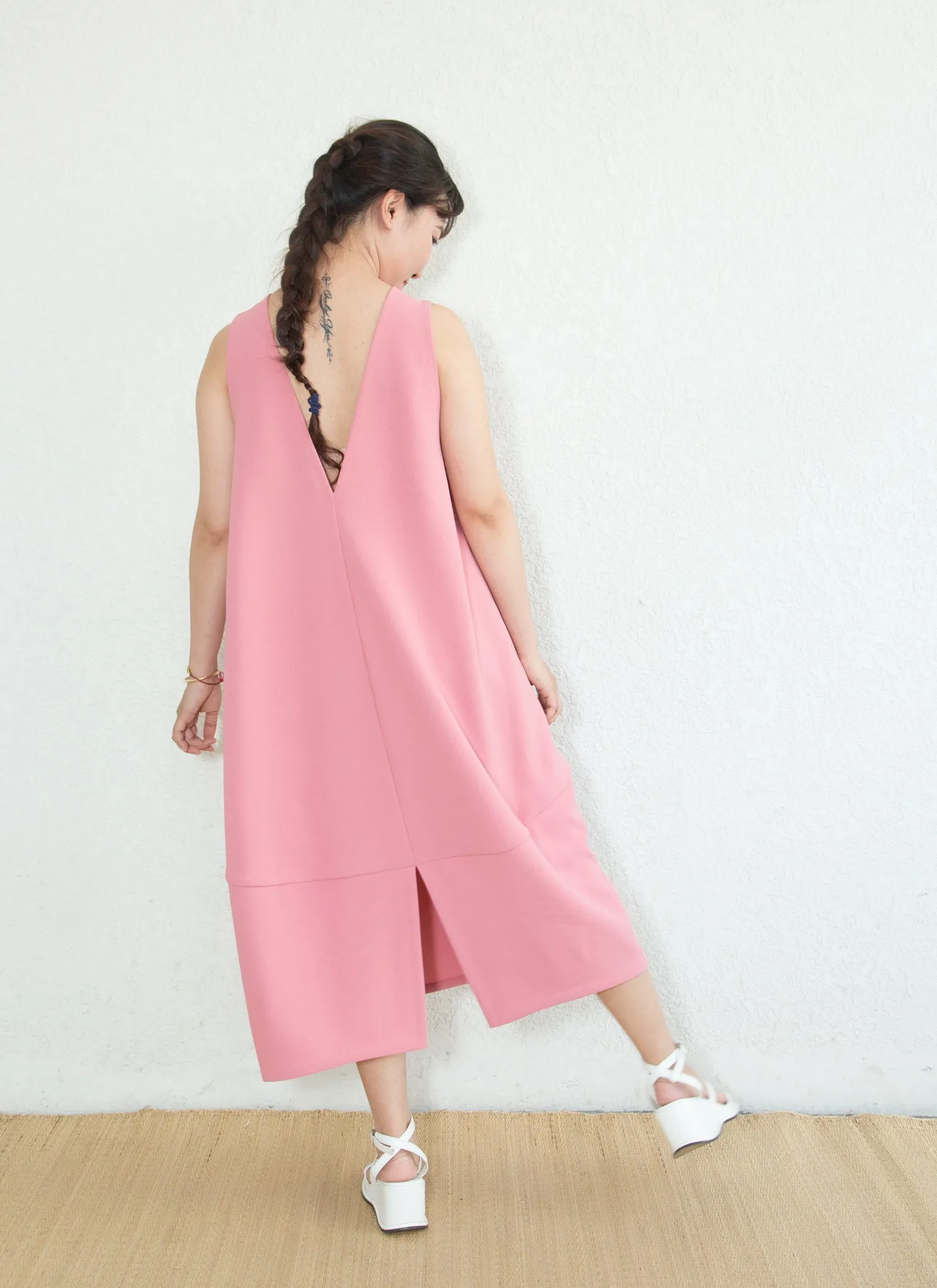 Jar Sleeveless Back V Panel Dress - Sunset Pink