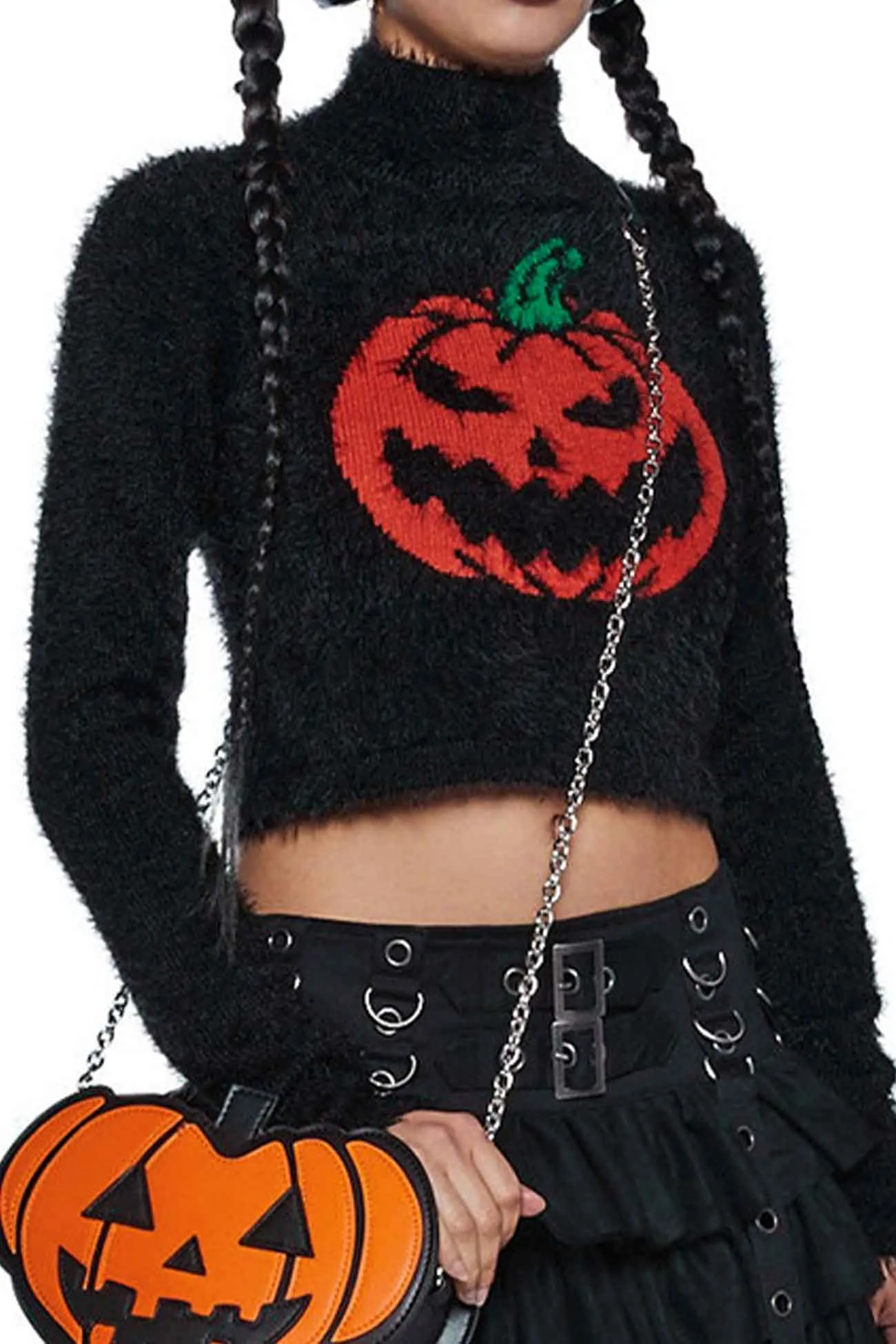 Joskaa Pumpkin Half Turtleneck Long Sleeve Sweater