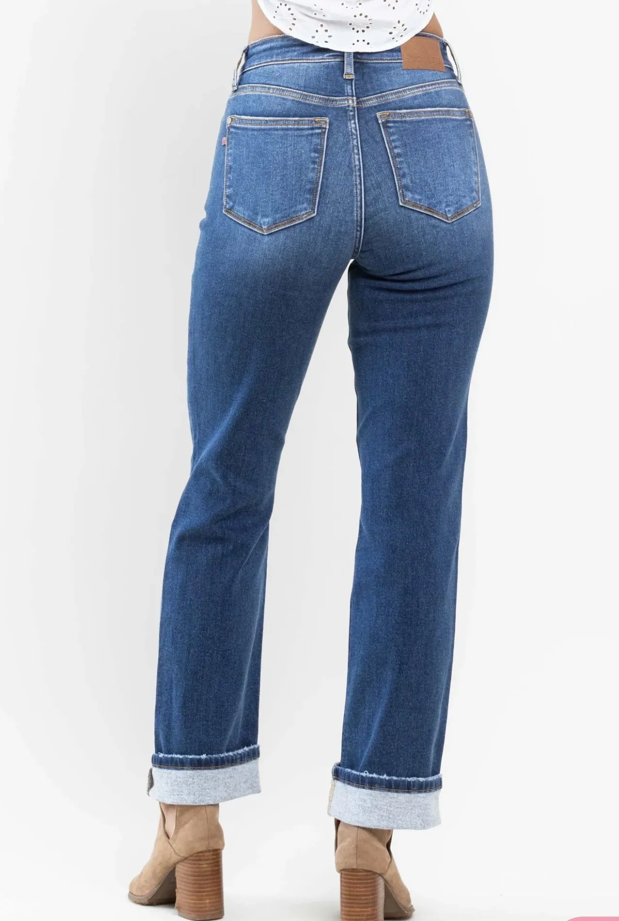 Judy Blue HW Contrast Wash Thermal Straight Jeans