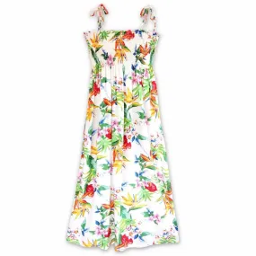 Jungle White Maxi Hawaiian Dress