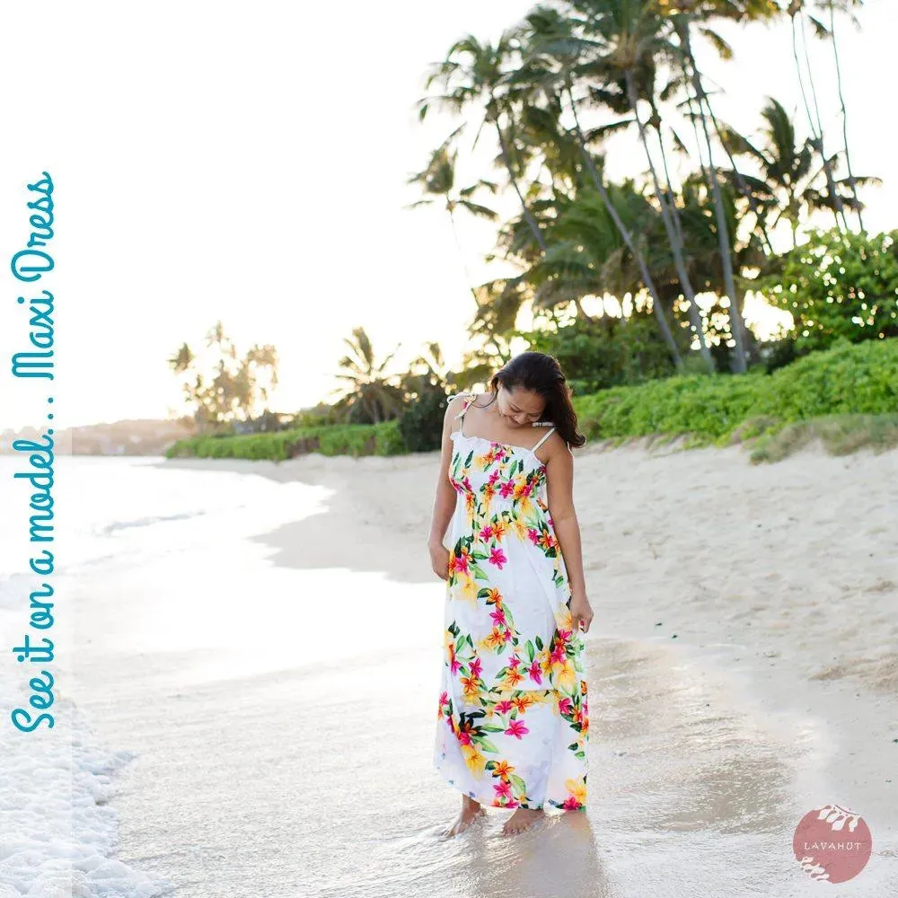 Jungle White Maxi Hawaiian Dress