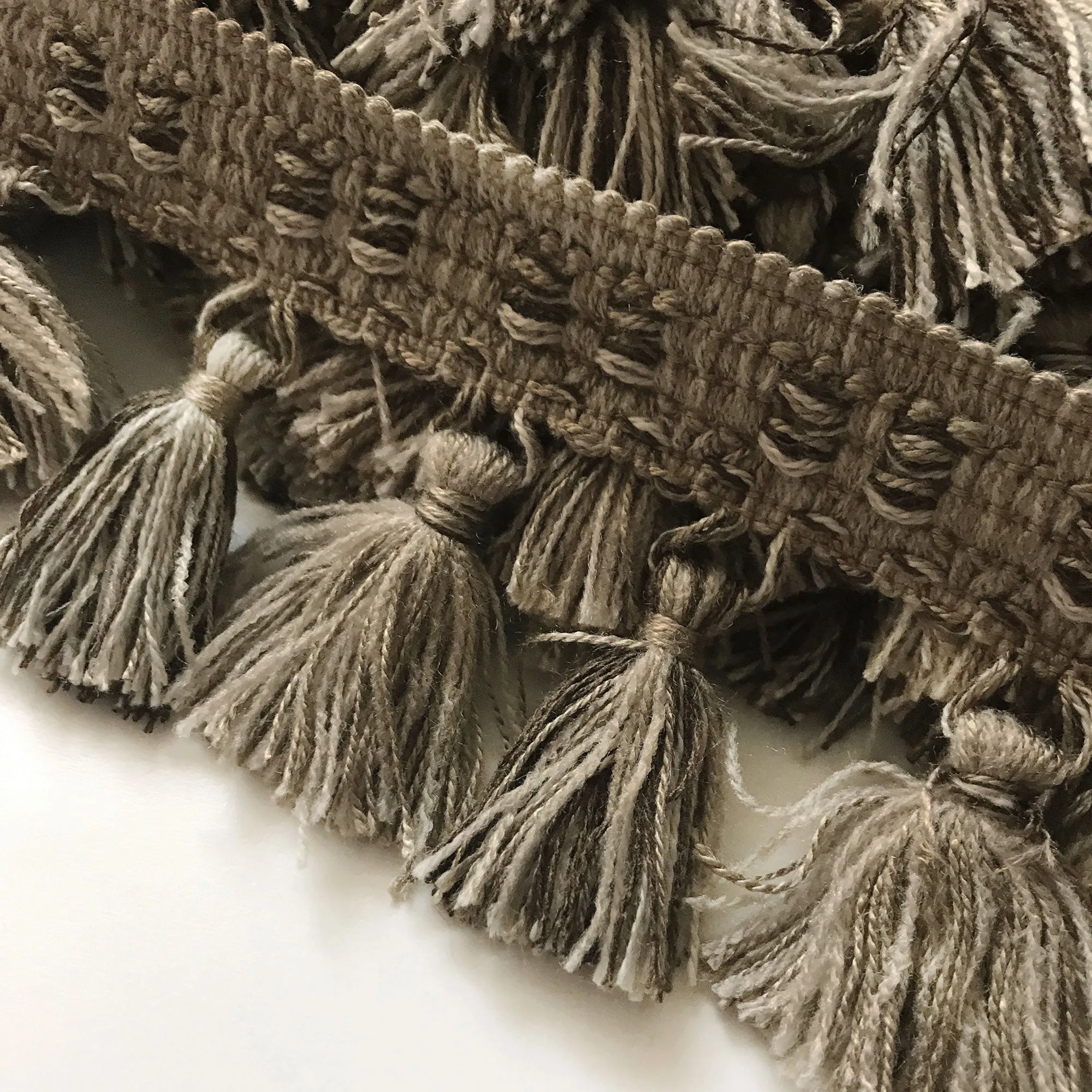 Khaki and Brown High Quality Decorative Tassel Trim bu the yard