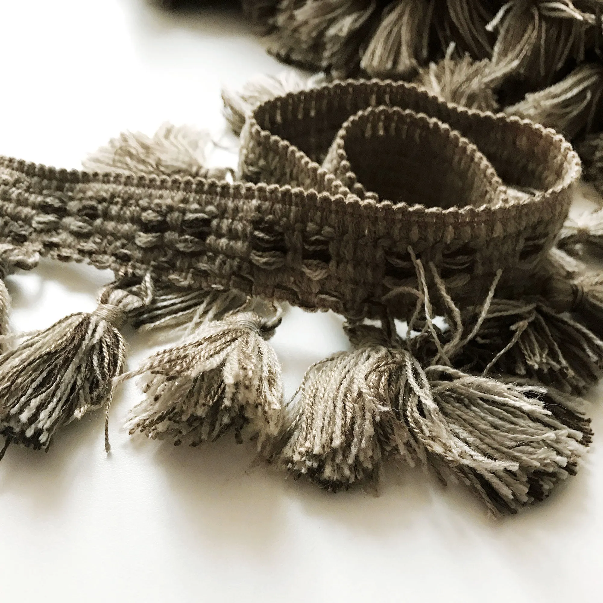 Khaki and Brown High Quality Decorative Tassel Trim bu the yard