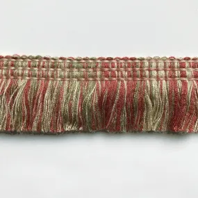 Khaki and Coral High Quality Decorative Brush Fringe Trim by the yard