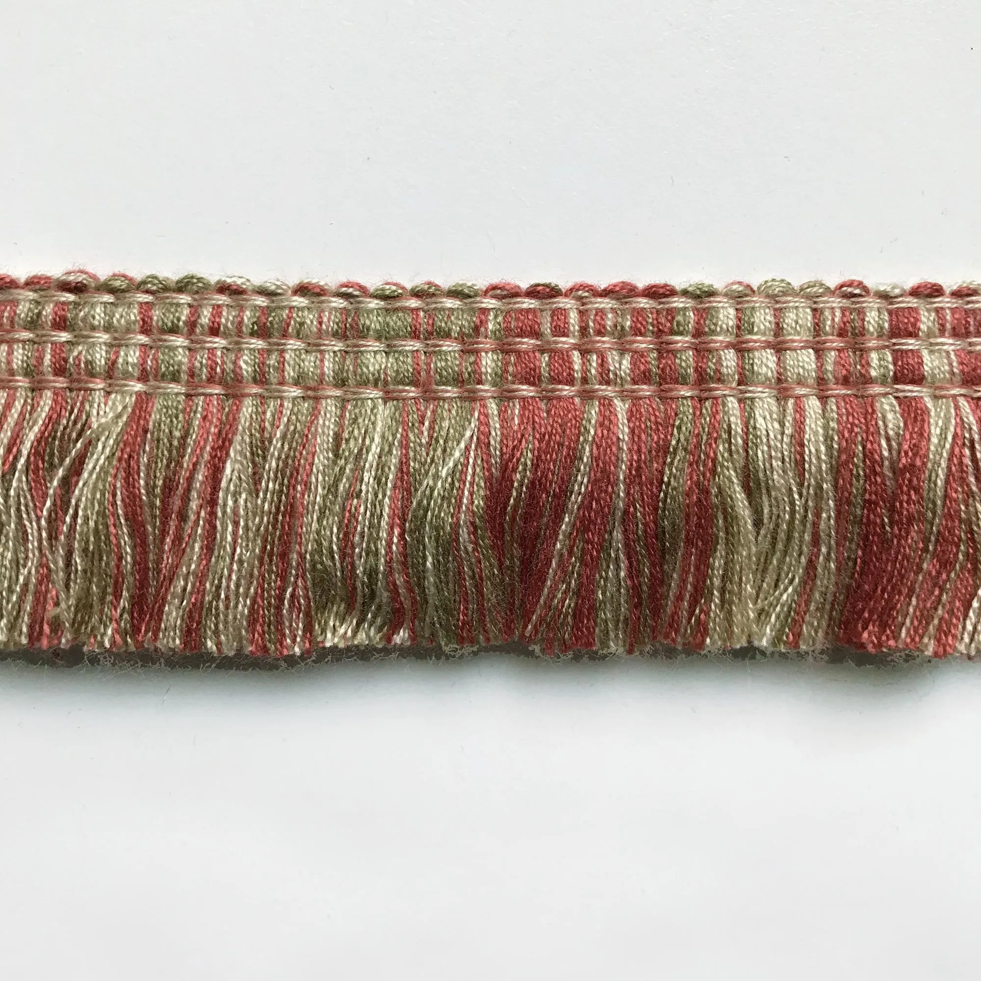 Khaki and Coral High Quality Decorative Brush Fringe Trim by the yard
