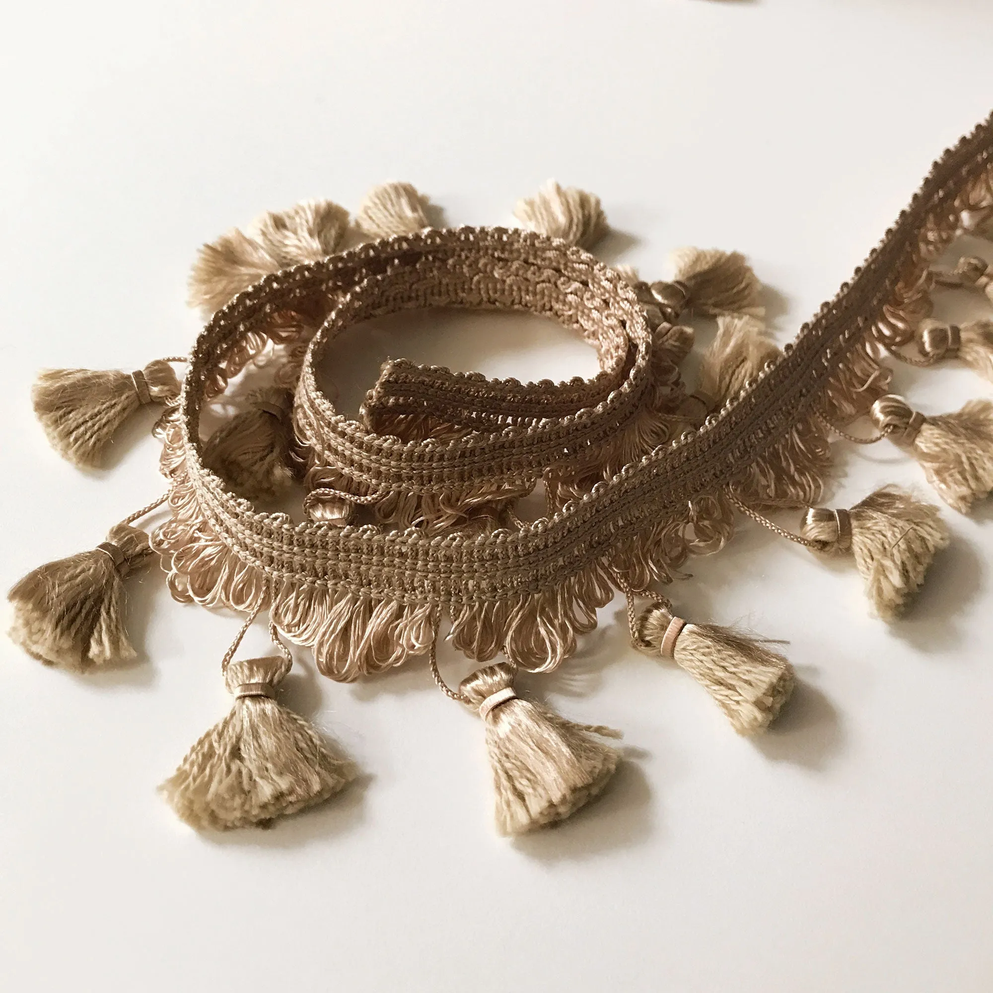 Khaki High Quality Decorative Tassel Trim by the yard