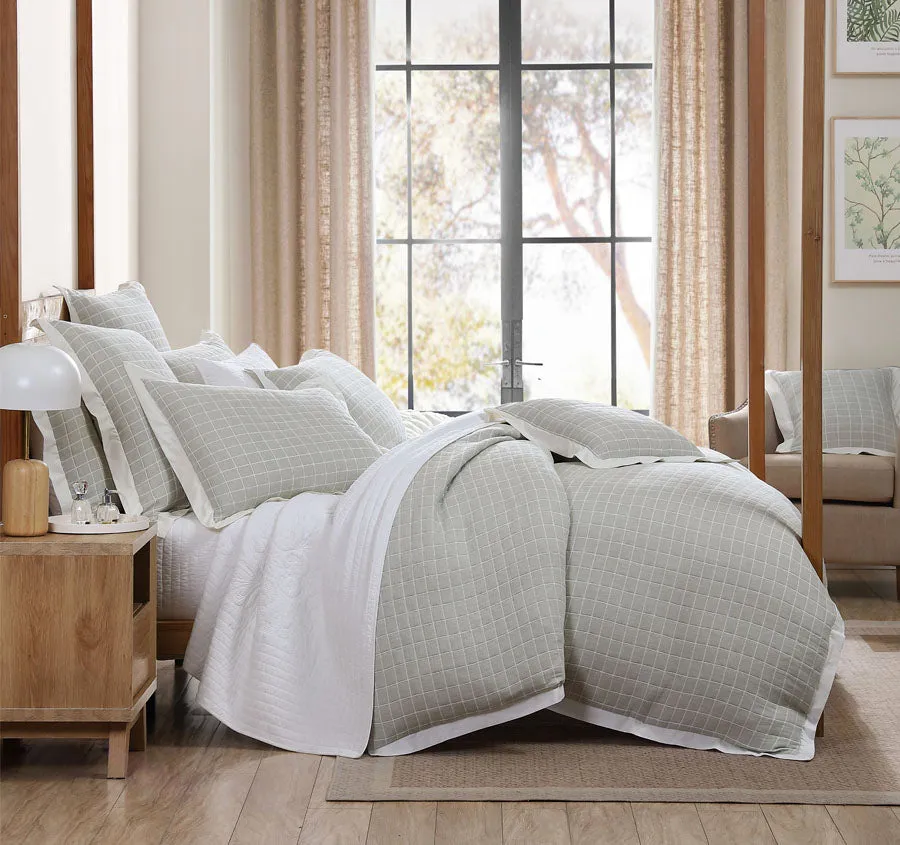Kingston Quilt Cover Set Range Moss