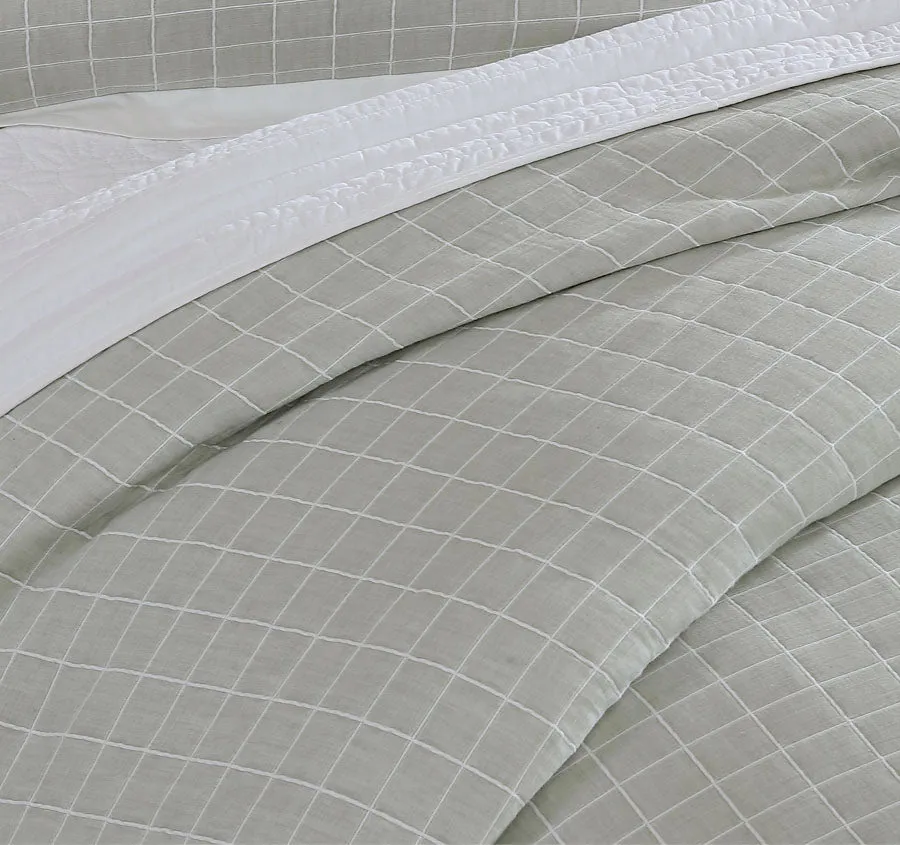 Kingston Quilt Cover Set Range Moss