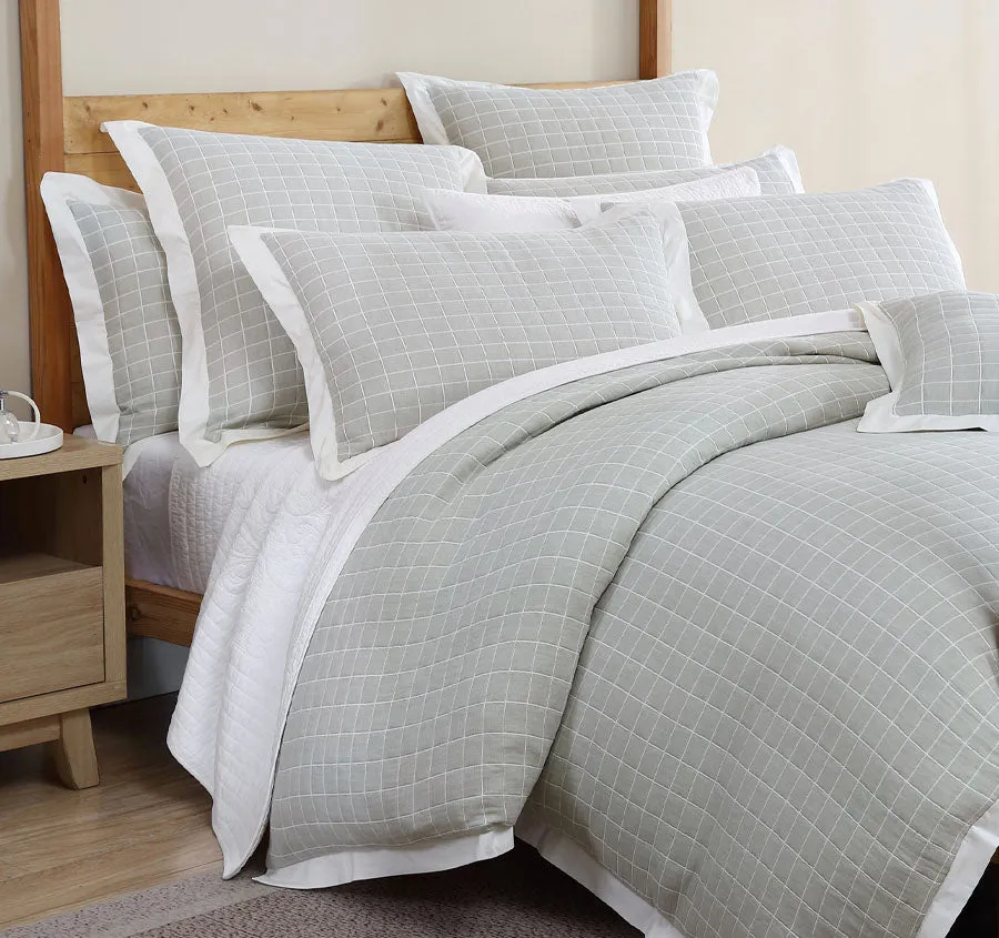 Kingston Quilt Cover Set Range Moss