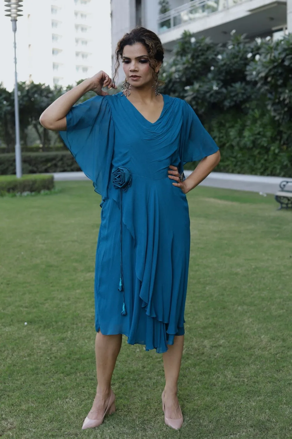 Layered Dress- Teal Blue