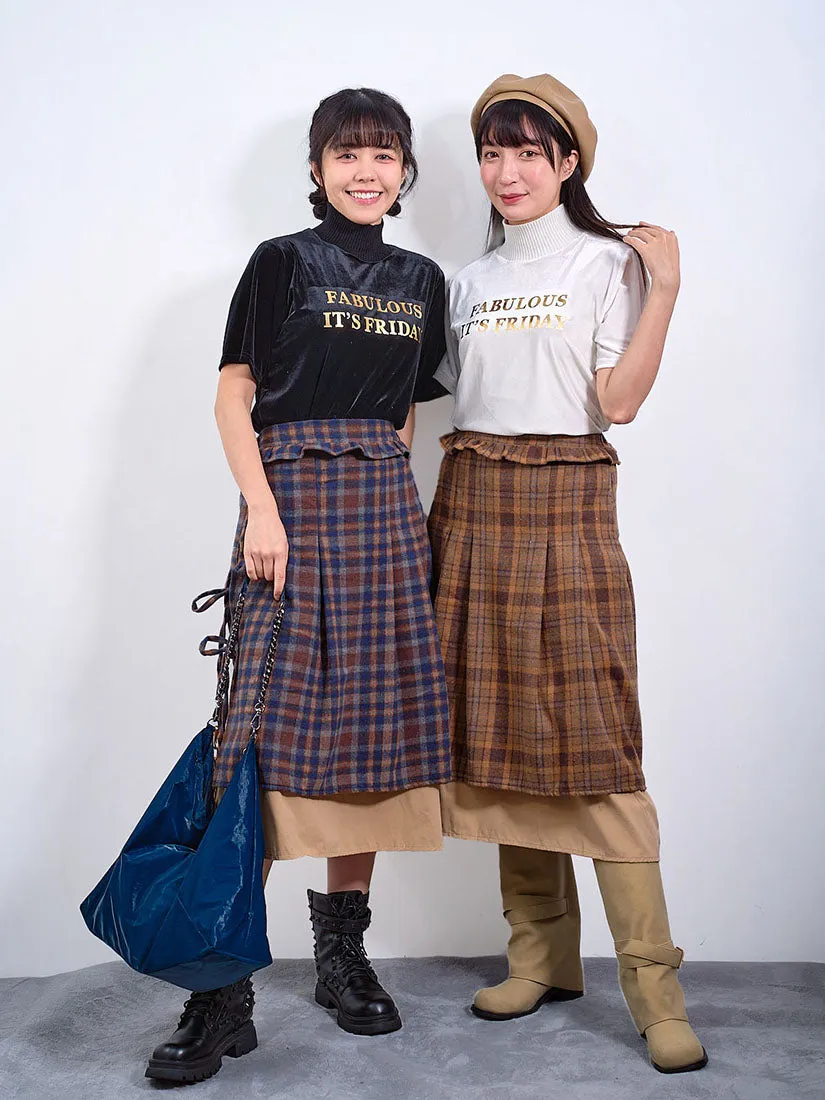 Layered Tartan Skirt (2 Colours)