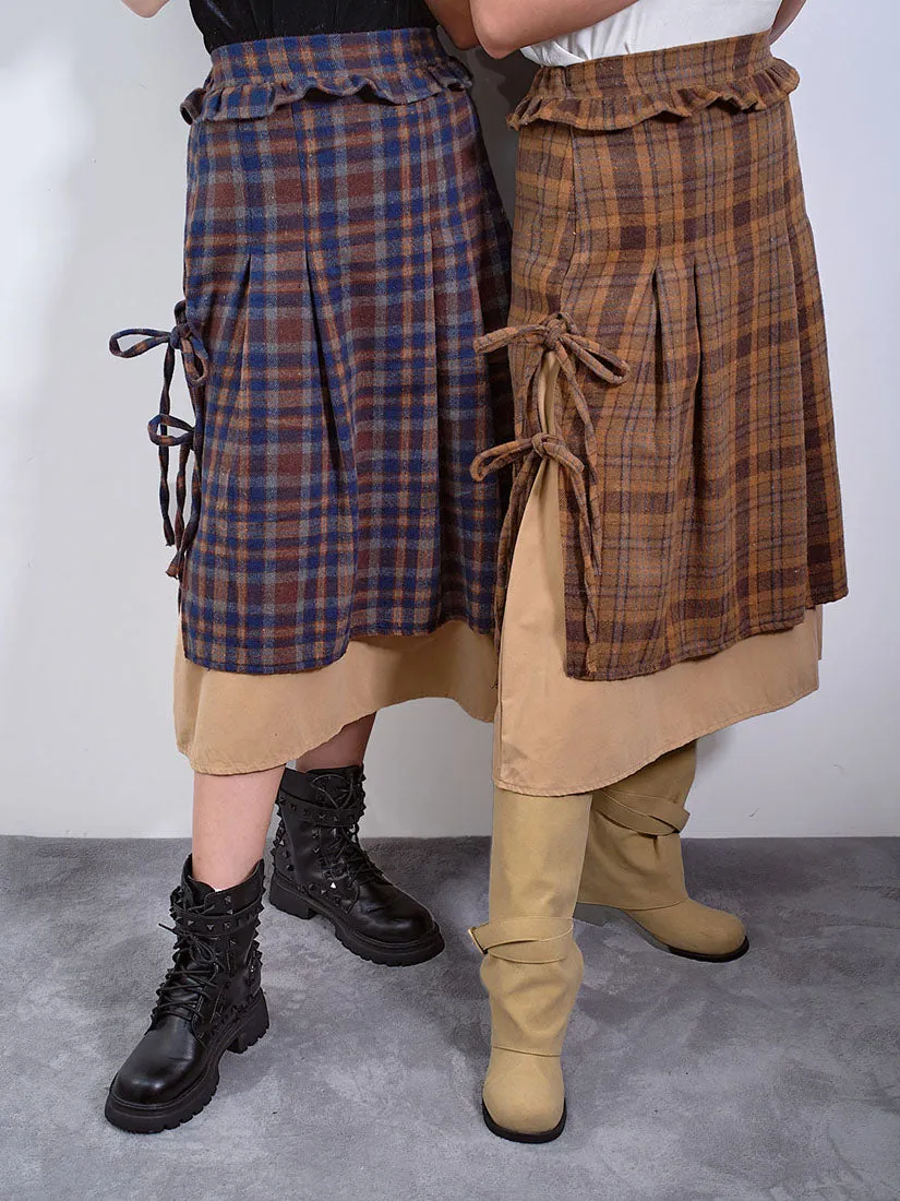 Layered Tartan Skirt (2 Colours)