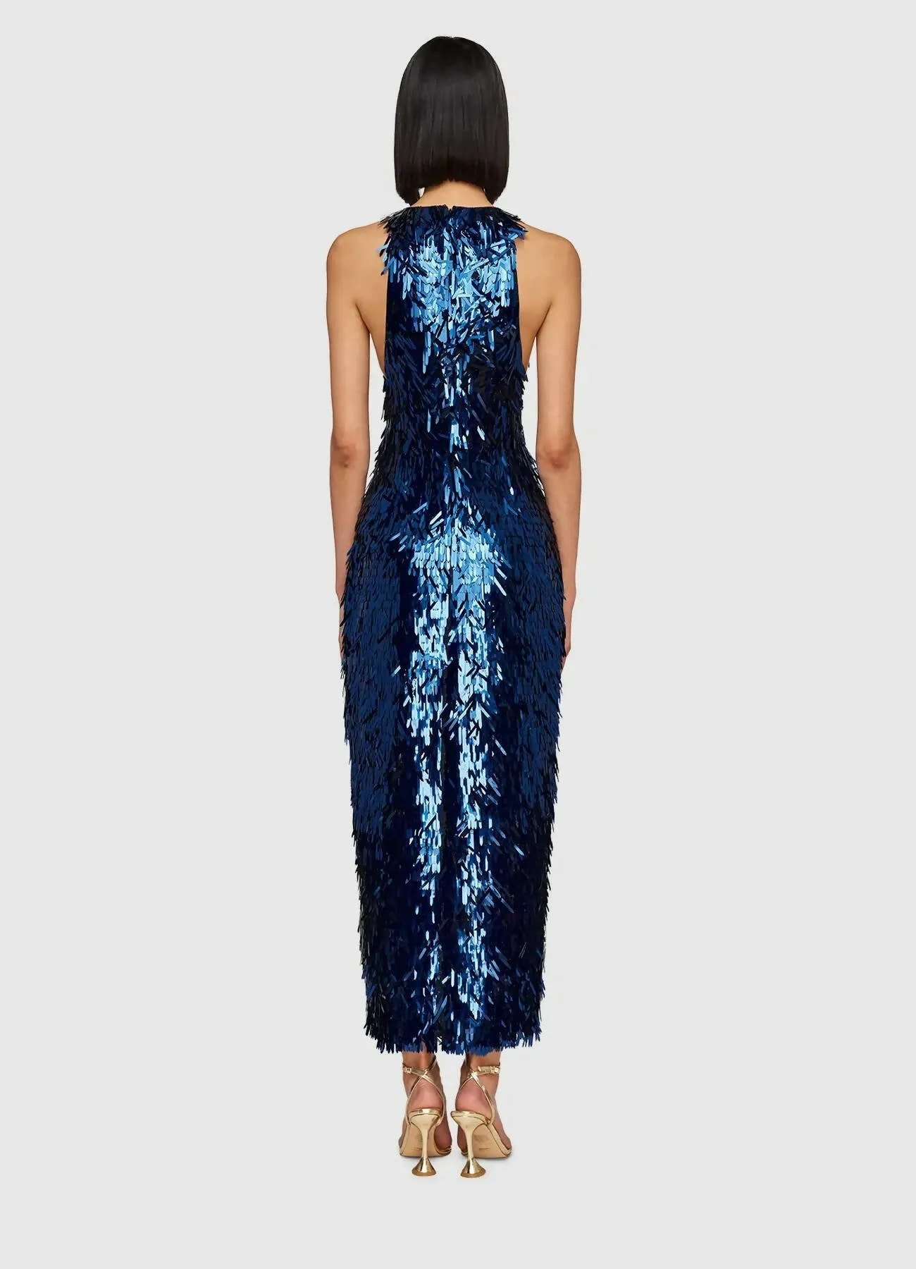 Leo Lin Juliette Sequin High Neck Maxi Dress - Neptune
