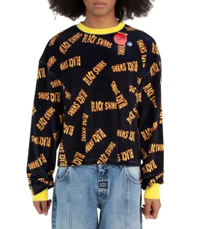Liberal Youth Ministry Black Swans Velvet Long Sleeve T-Shirt Black