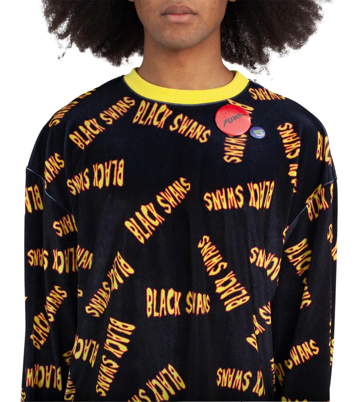 Liberal Youth Ministry Black Swans Velvet Long Sleeve T-Shirt Black