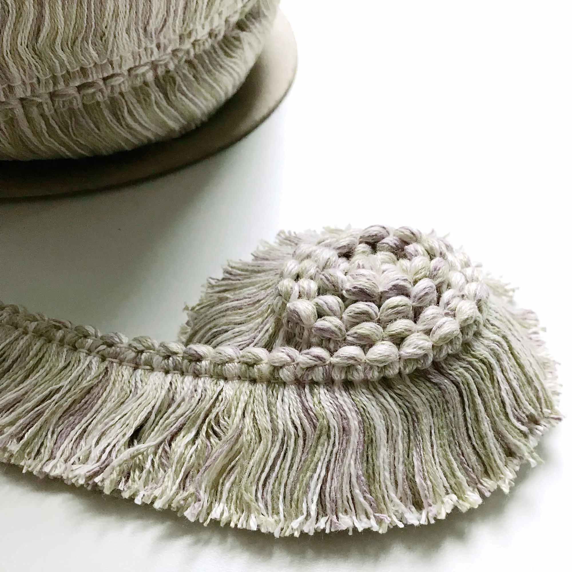 Lilac and Lime High Quality Decorative Brush Fringe Trim by the yard
