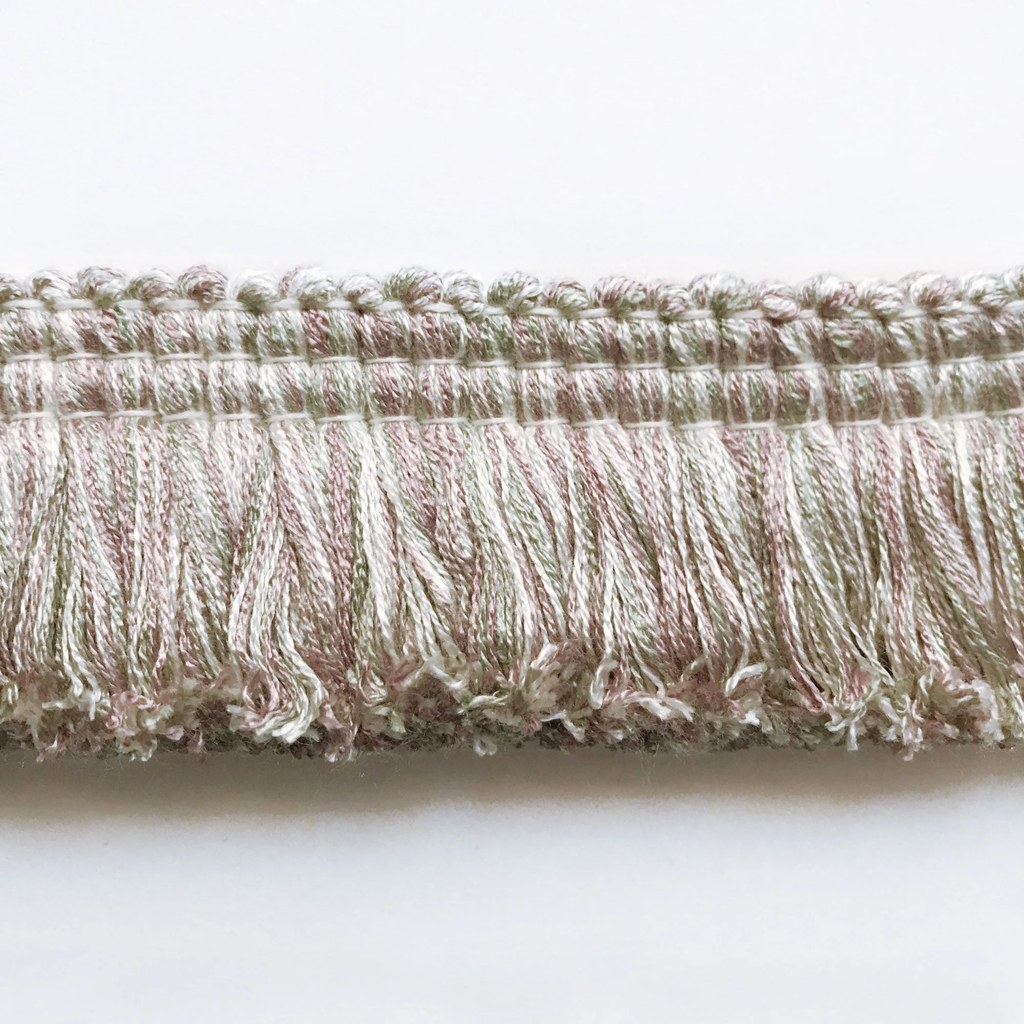 Lime and Blush Pink High Quality Decorative Brush Fringe Trim by the yard