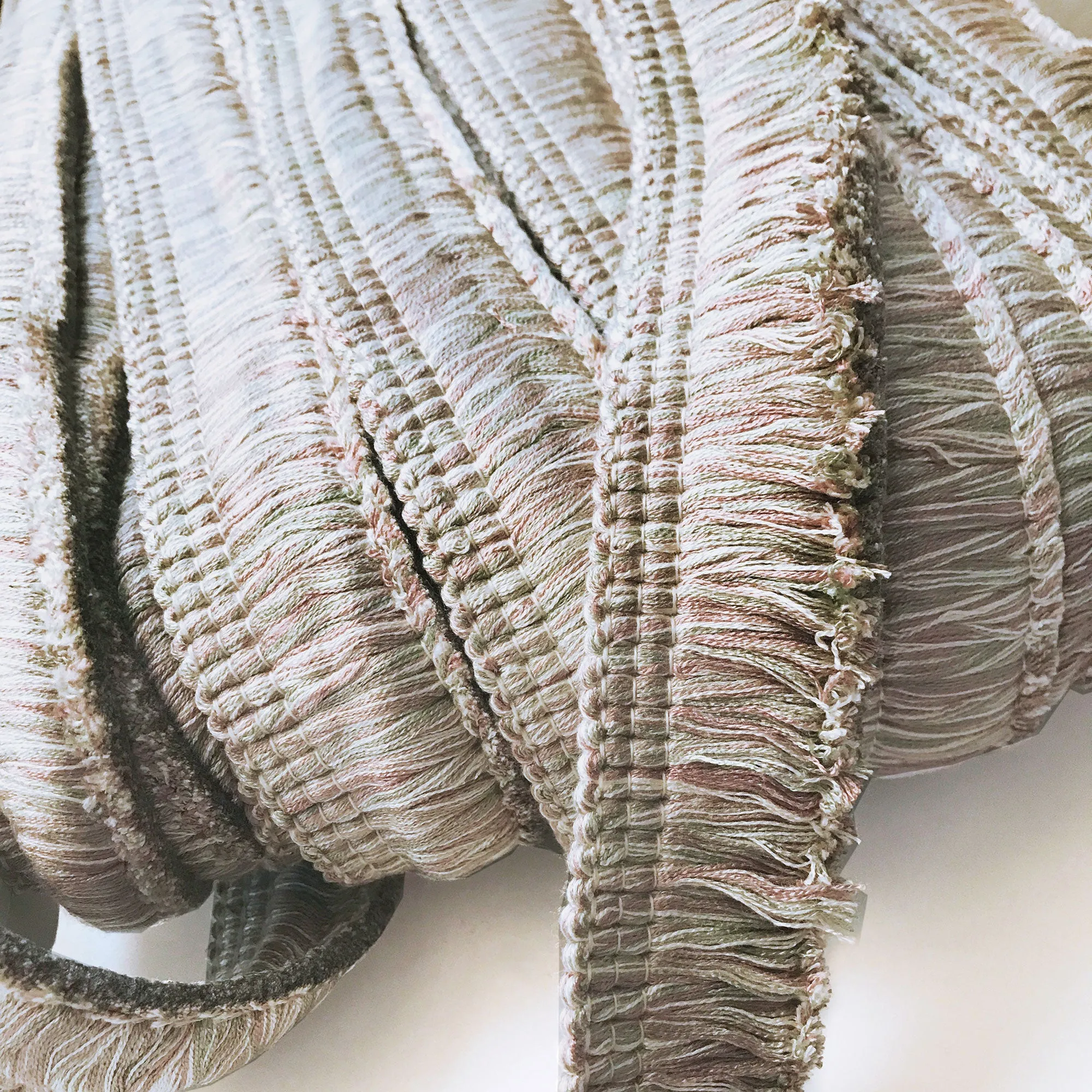 Lime and Blush Pink High Quality Decorative Brush Fringe Trim by the yard