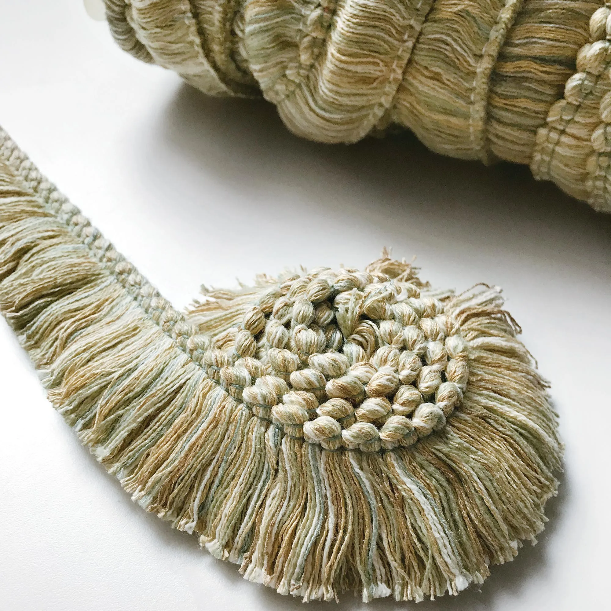 Lime and Light Yellow High Quality Decorative Brush Fringe Trim by the yard