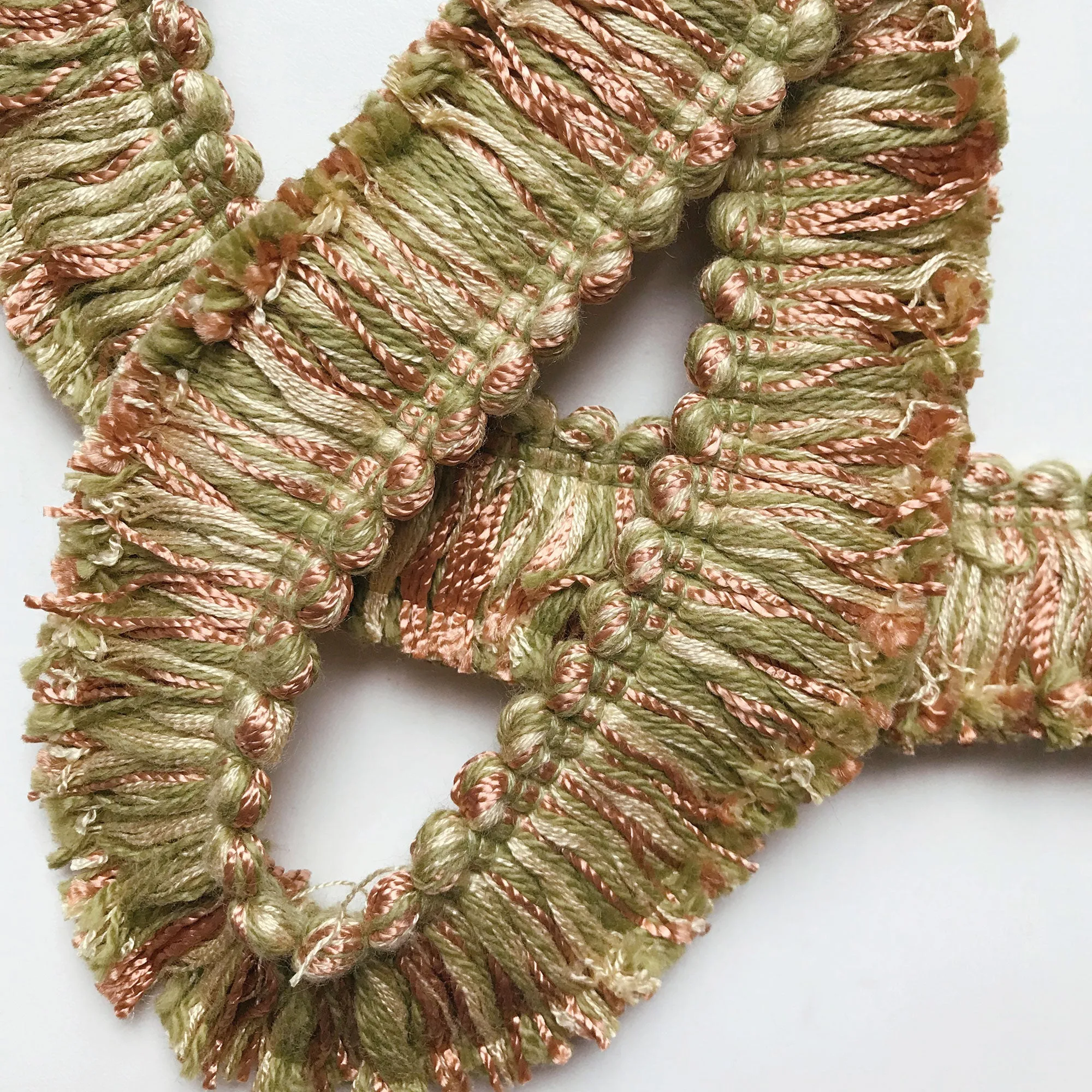 Lime and Salmon High Quality Decorative Brush Fringe Trim by the yard