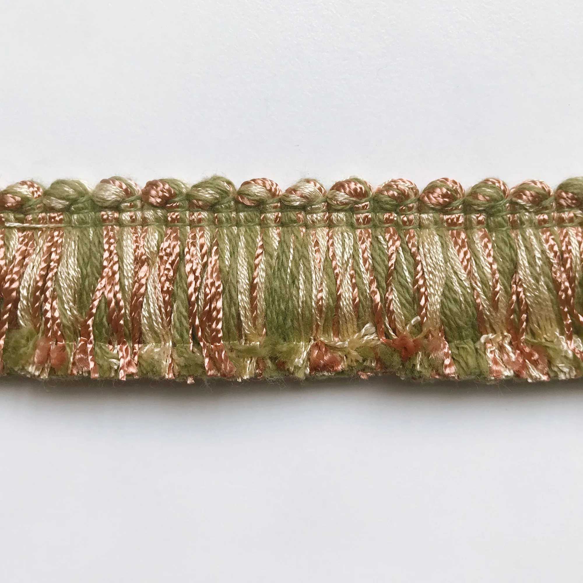 Lime and Salmon High Quality Decorative Brush Fringe Trim by the yard