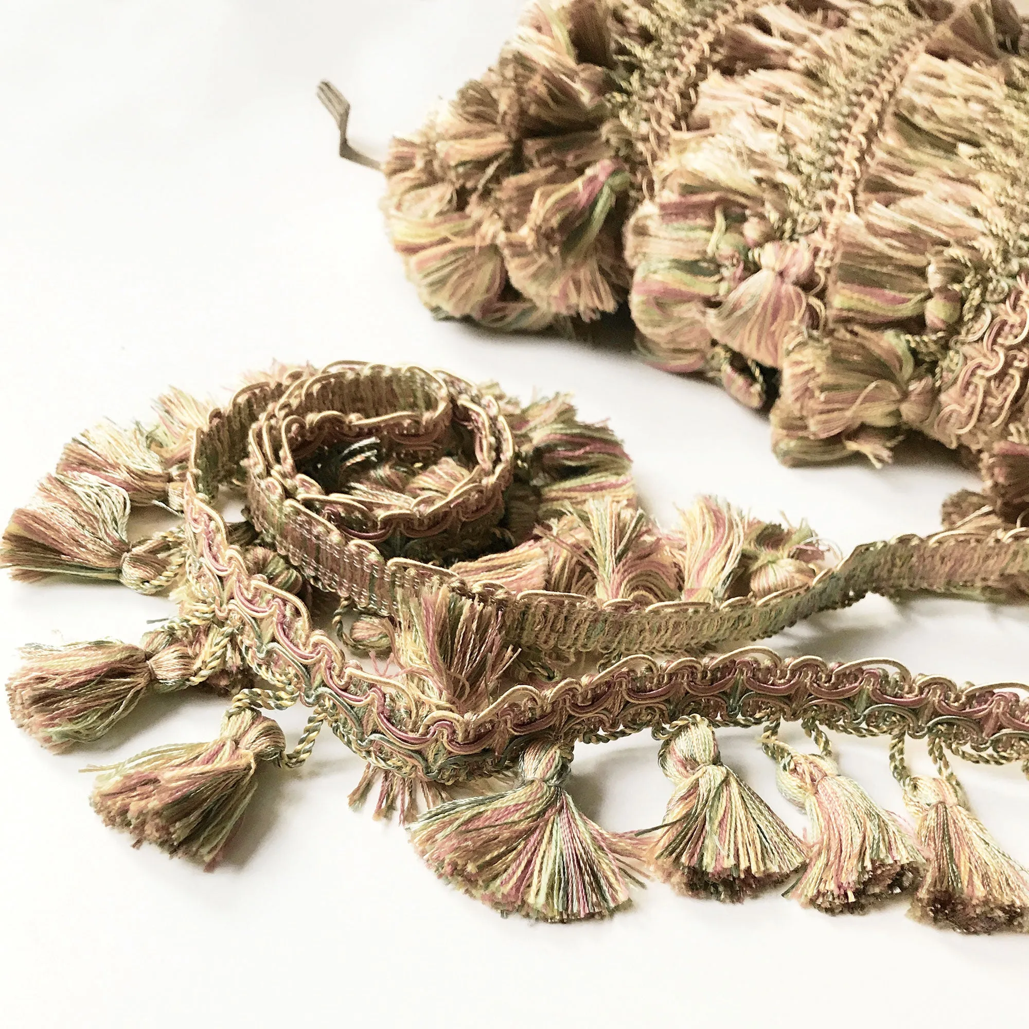 Lime and Salmon High Quality Decorative Tassel Trim by the yard