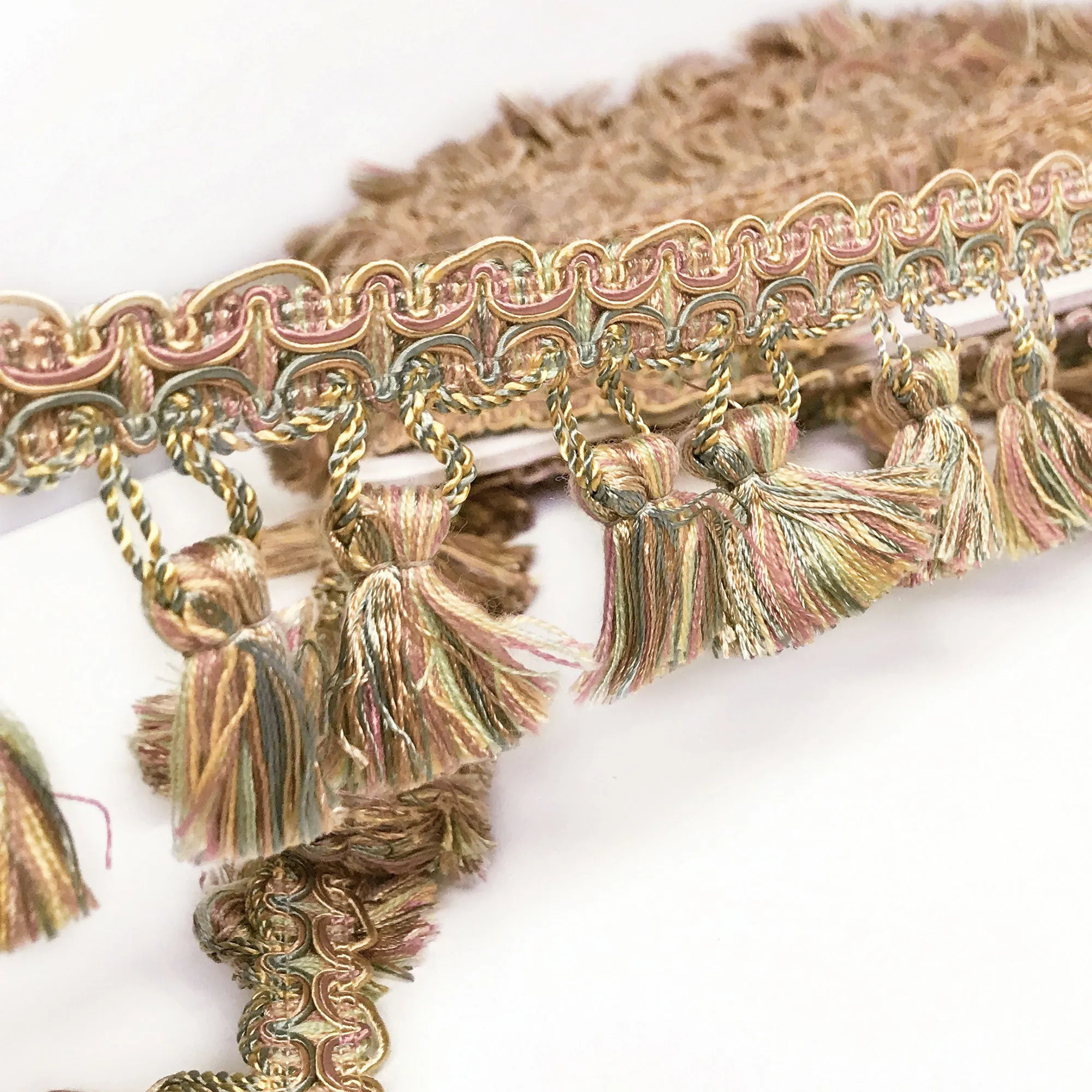 Lime and Salmon High Quality Decorative Tassel Trim by the yard