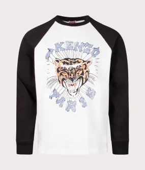 Long Sleeve Varsity Tiger Print T-Shirt