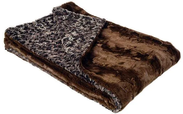 Luxury Faux Fur Throw - in Calico Browns and Creams