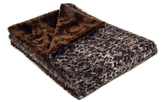 Luxury Faux Fur Throw - in Calico Browns and Creams