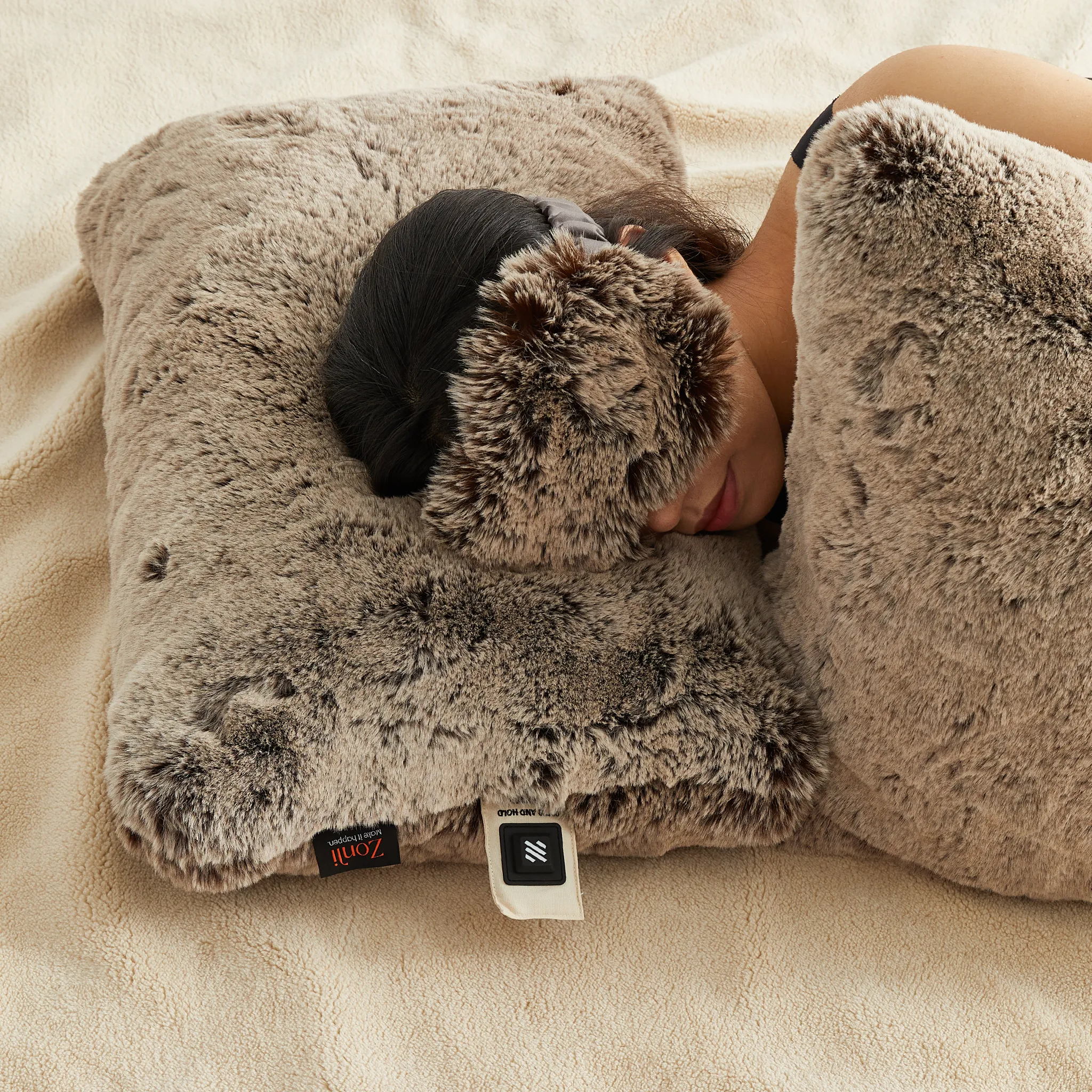 Luxury Faux Fur USB Heated Pillow