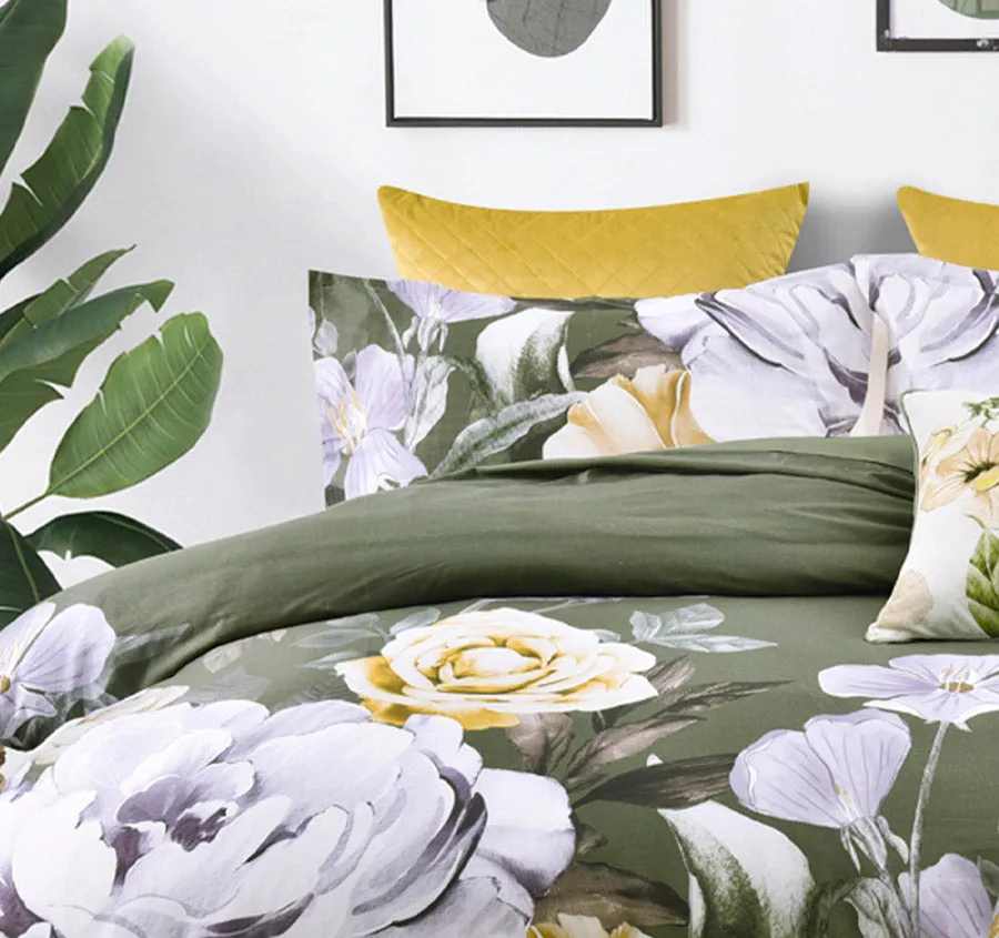 Makayla Quilt Cover Set Range Olive