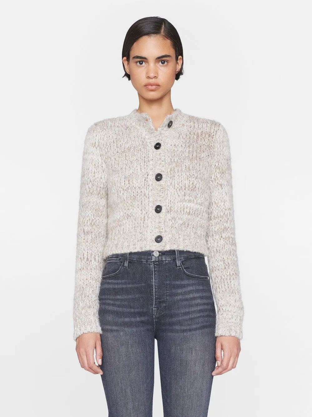 Marl Cardi Sweater -- Oatmeal Heather Multi