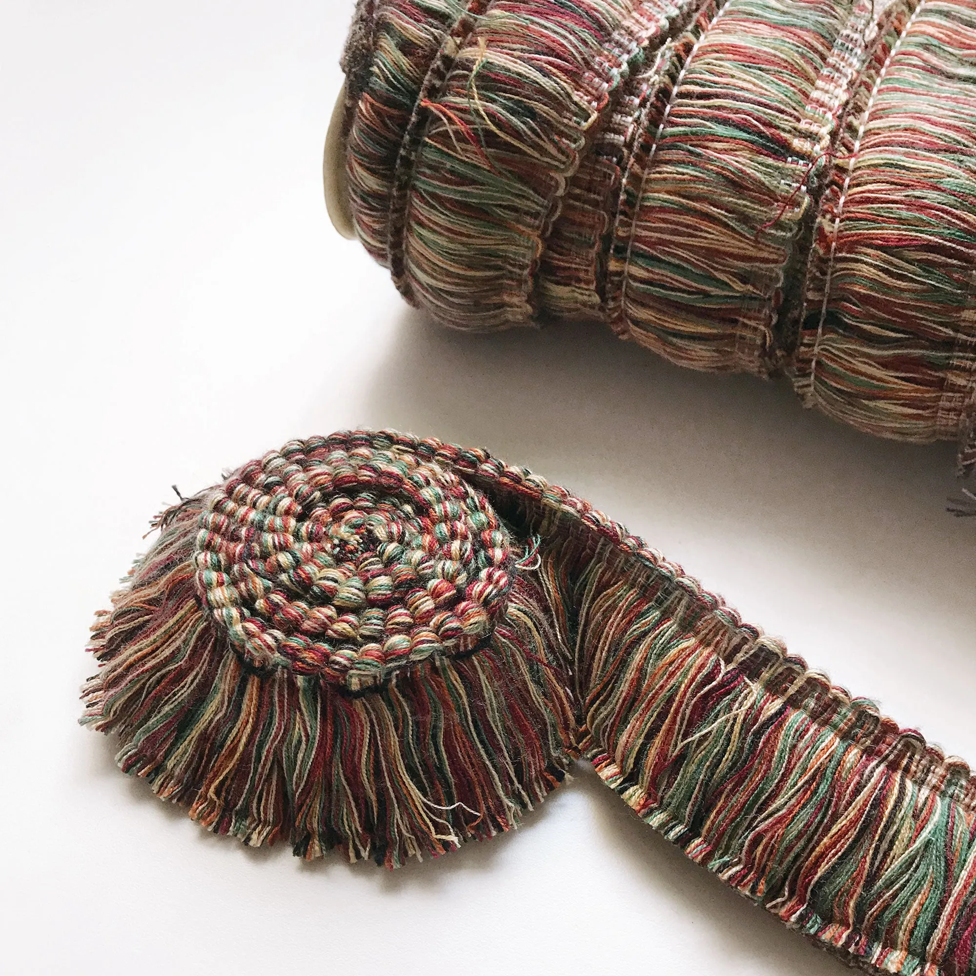 Maroon and Emerald Green High Quality Decorative Brush Fringe Trim by the yard