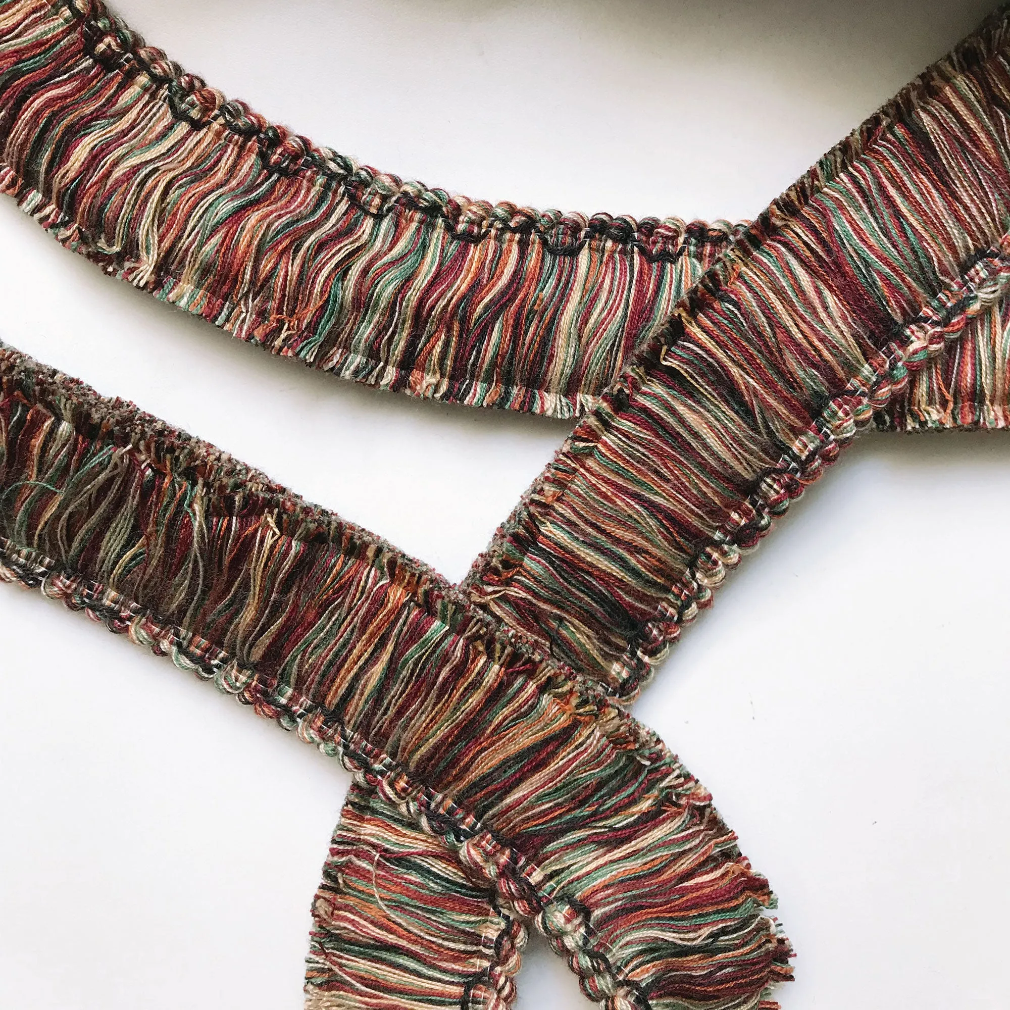 Maroon and Emerald Green High Quality Decorative Brush Fringe Trim by the yard