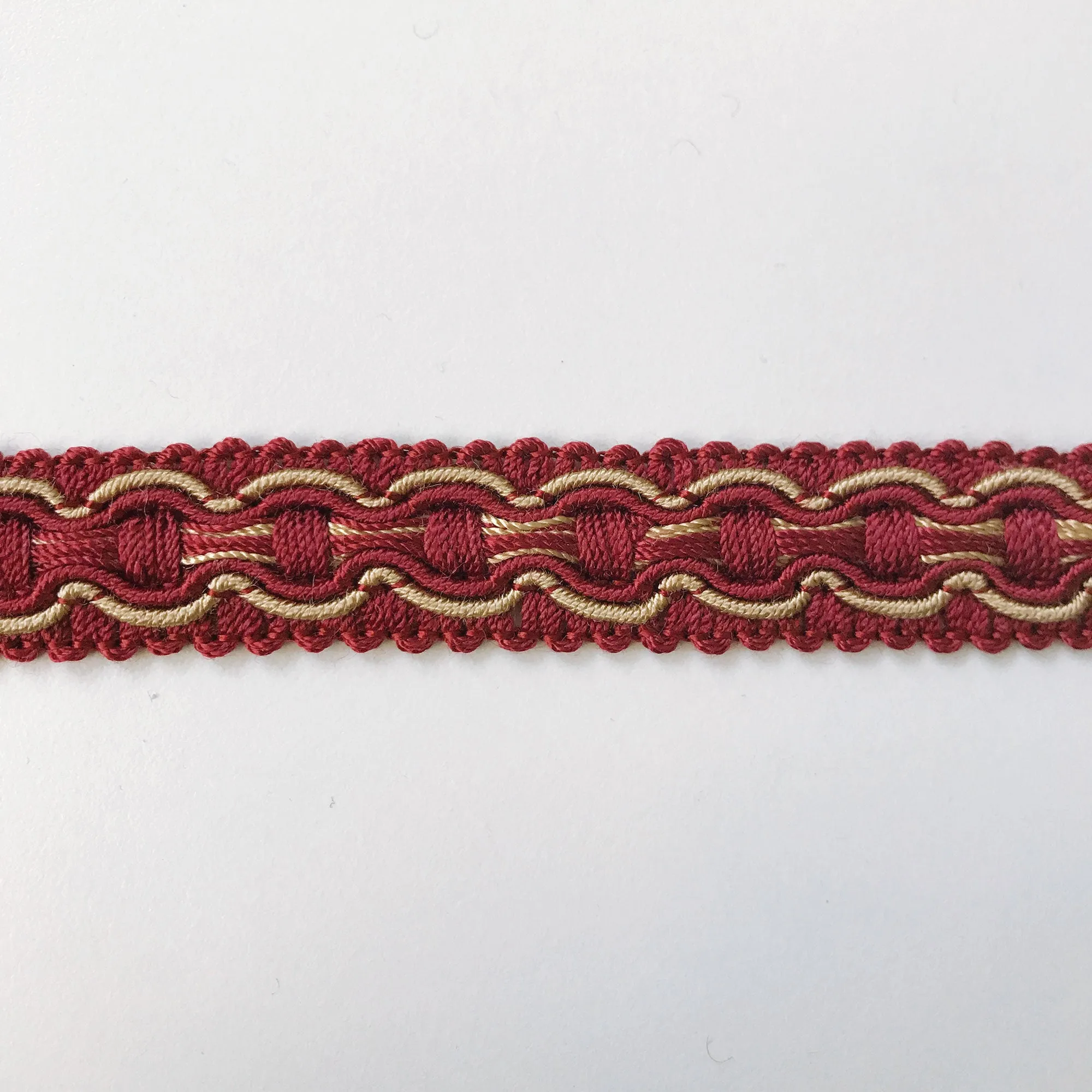 Maroon and Wheat High Quality Decorative Gimp Trim by the yard