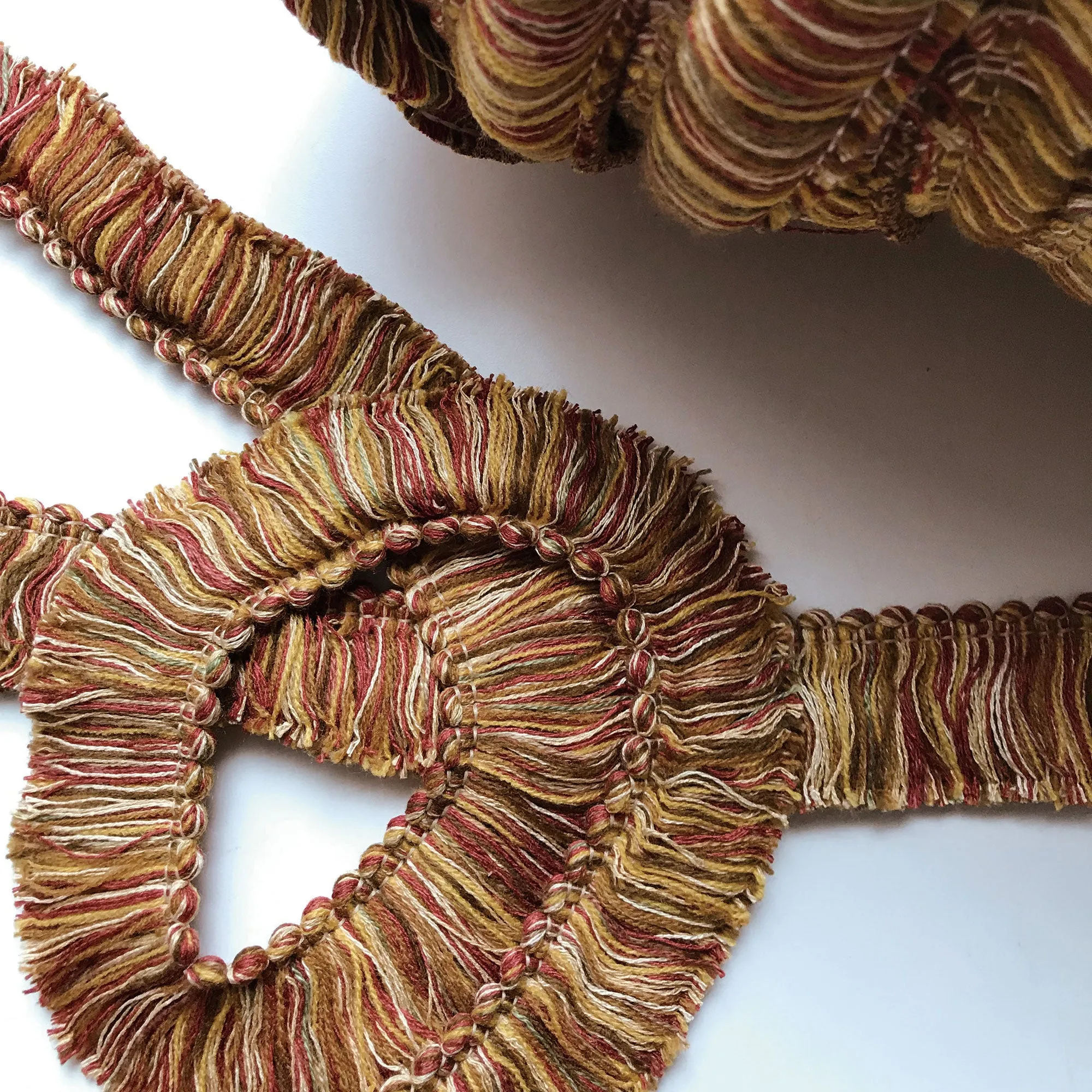 Maroon and Yellow High Quality Decorative Brush Fringe Trim by the yard