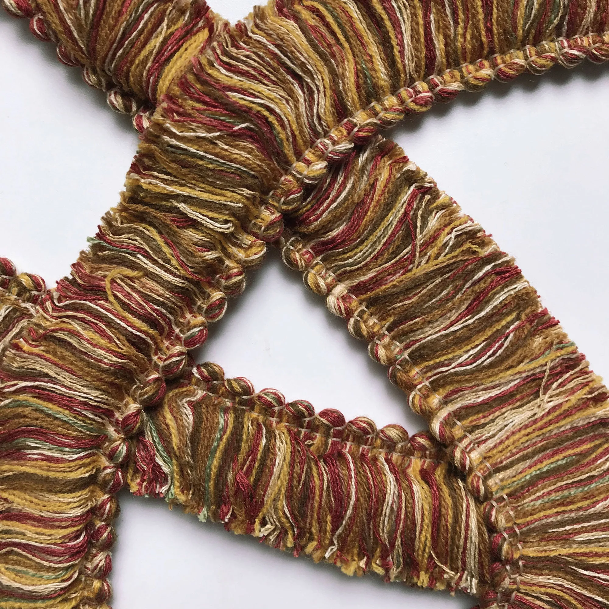 Maroon and Yellow High Quality Decorative Brush Fringe Trim by the yard