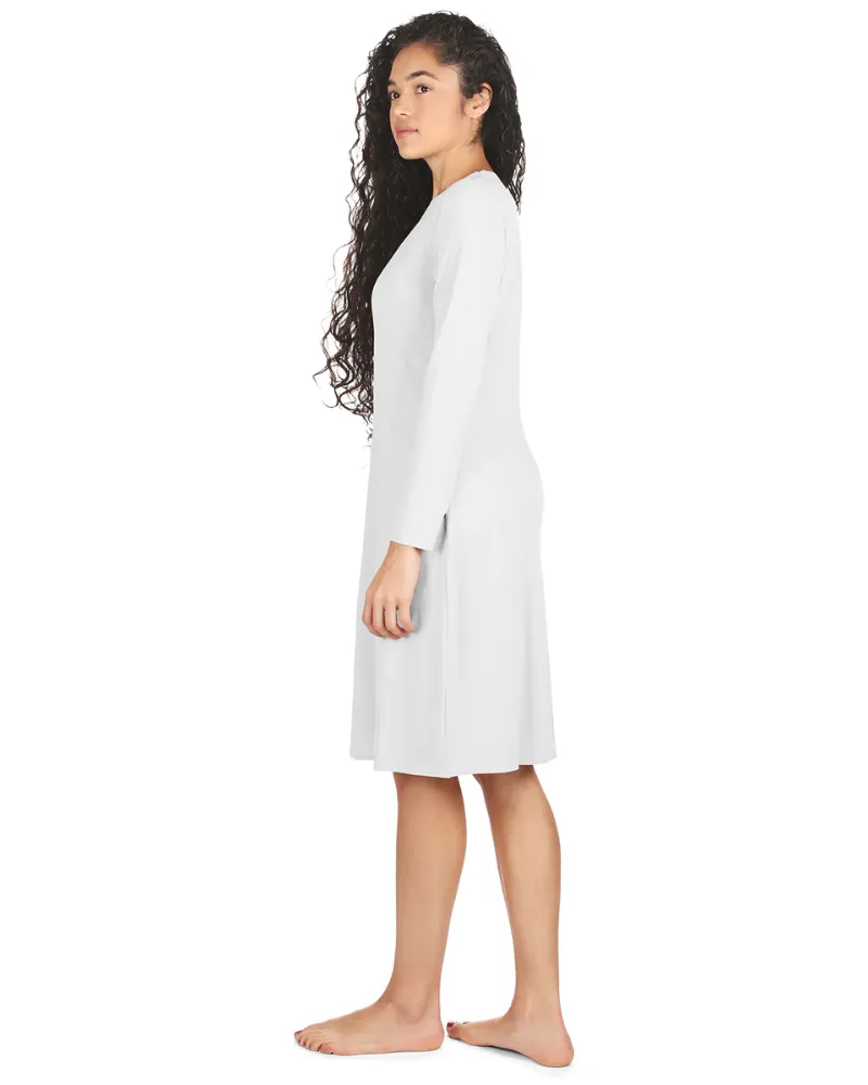Me Moi White Bonded Long Sleeve Shell Dress 42"