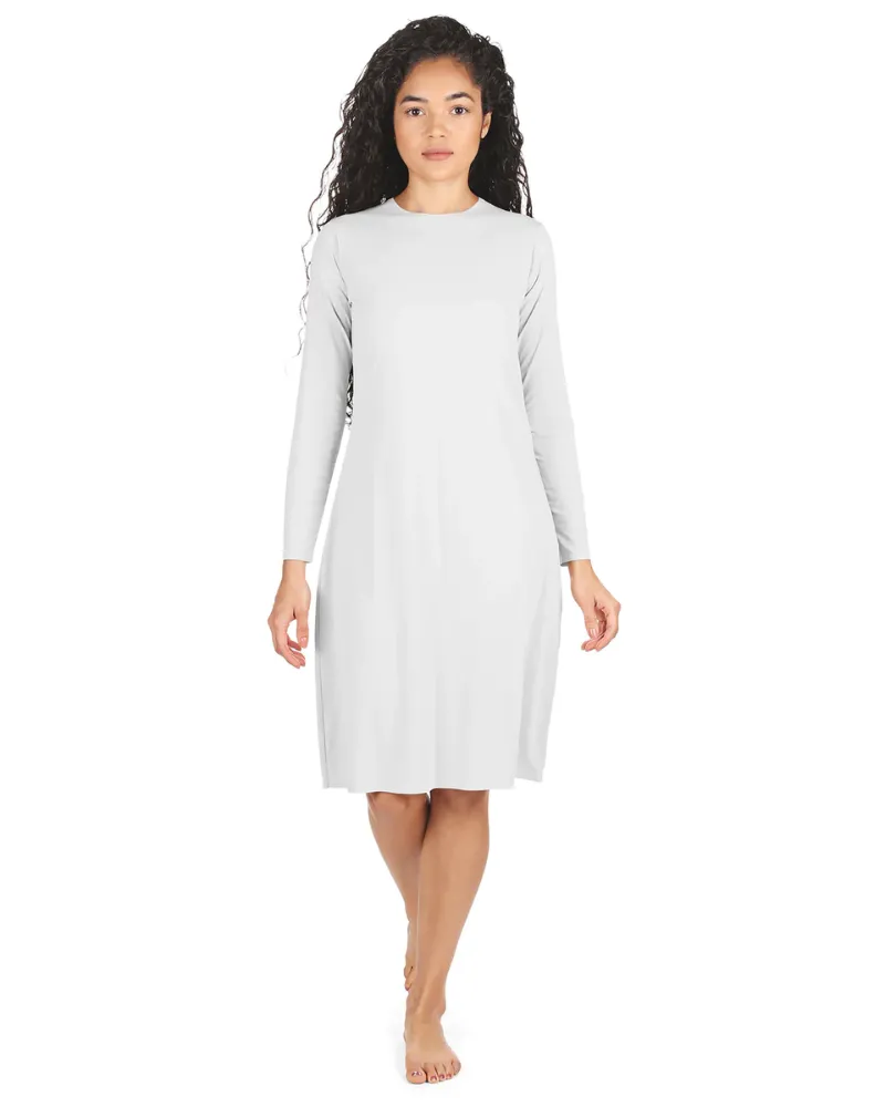 Me Moi White Bonded Long Sleeve Shell Dress 42"