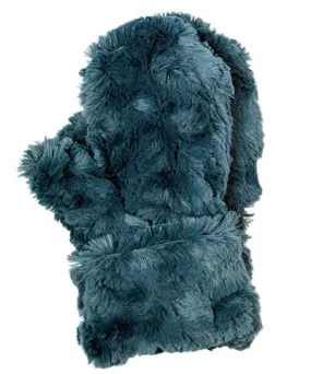Men's Mittens - Luxury Faux Fur in Peacock Pond