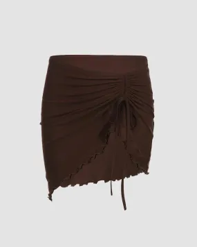 Milène – Ruched design – Asymmetrical mini skirt